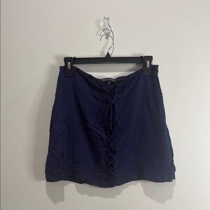 Kendall & Kylie Navy Blue Lace-Up Mini Skirt